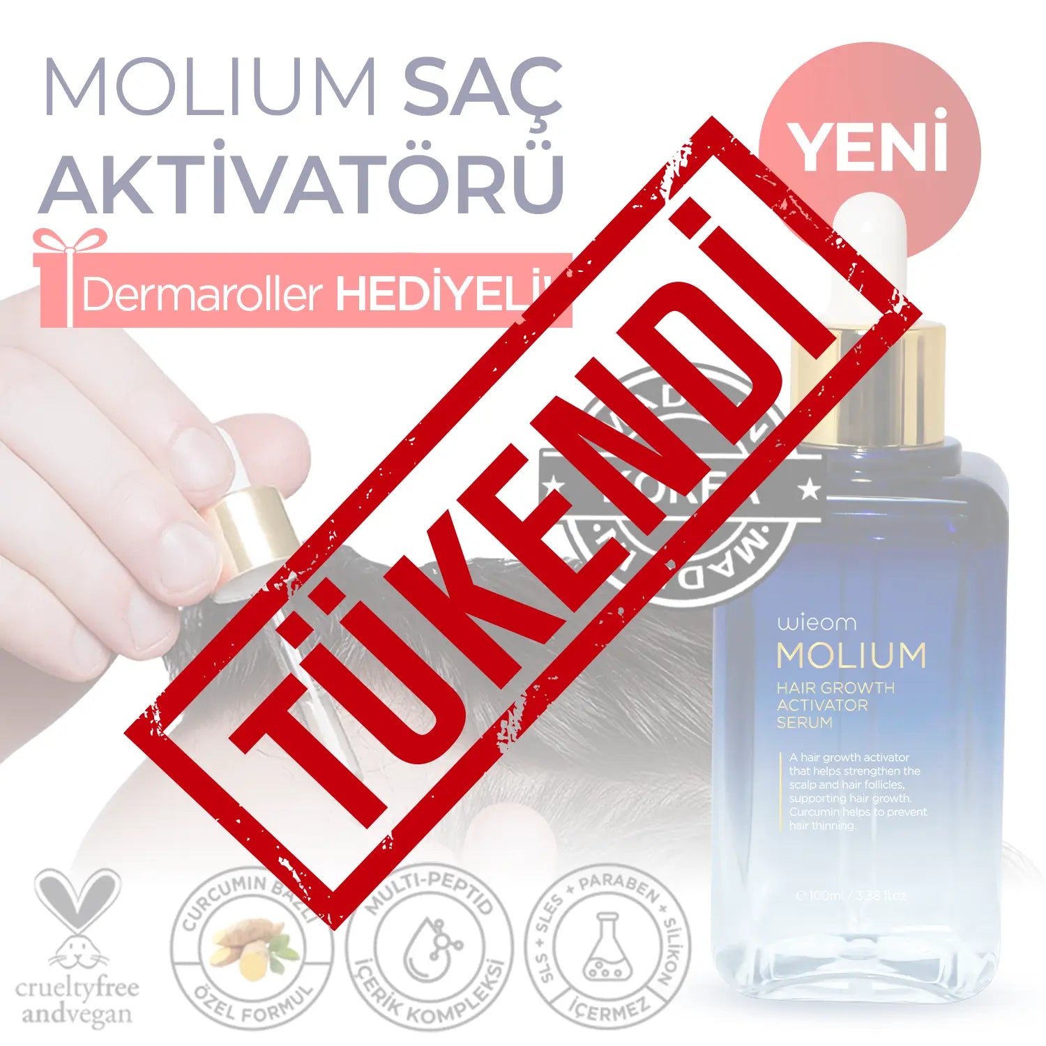 Wieom MOLIUM Saç Aktivatörü (100ml - Erkek/Kadın) Dermaroller Hediyeli!